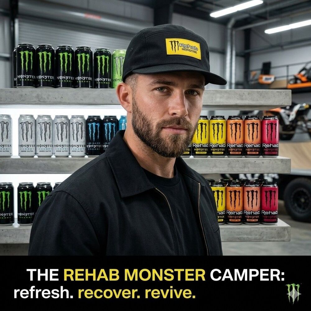 Monster Energy Drink 5 Panel Hat Rehab Adjustable OSFM